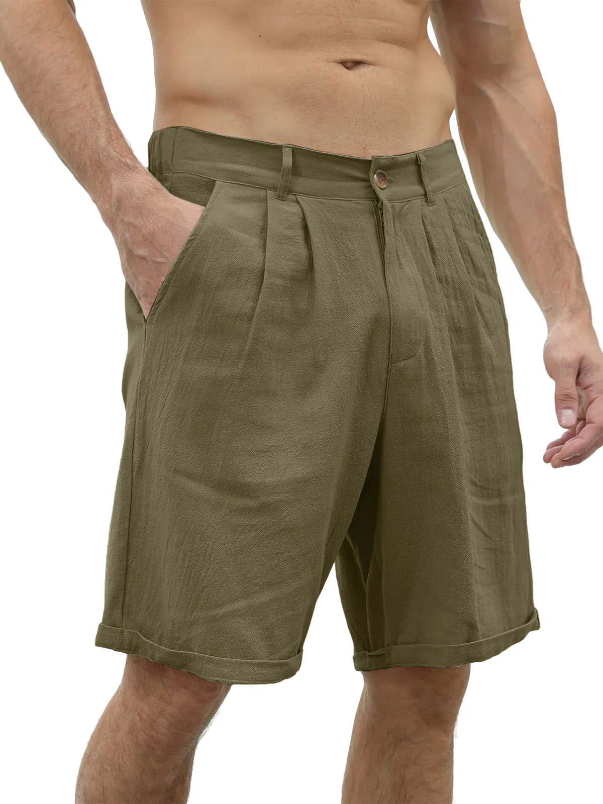 Classic Cotton And Linen Beach Shorts