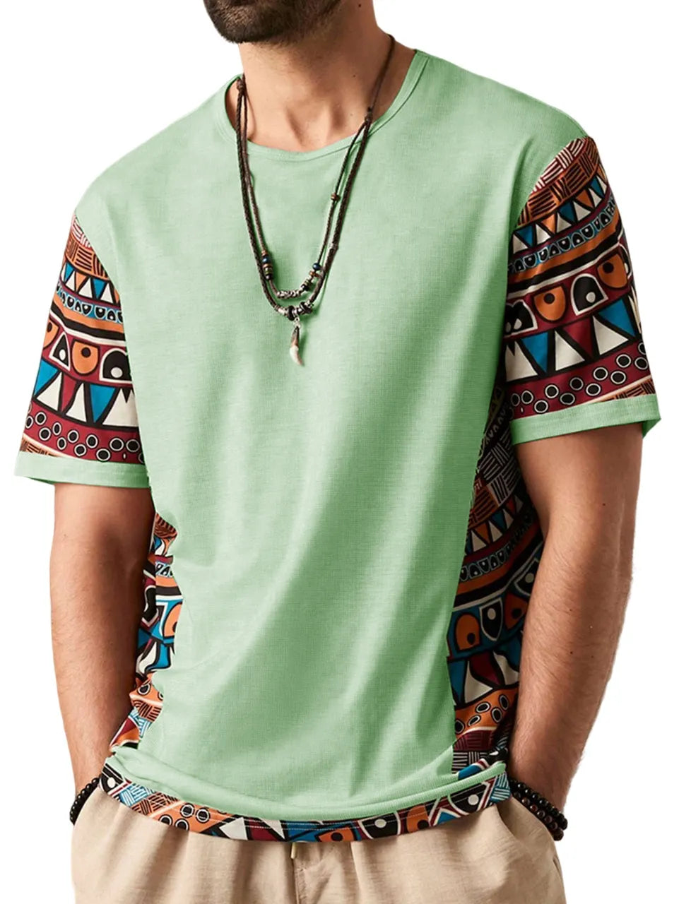 Retro Ethnic Print Short Sleeve T-Shirt