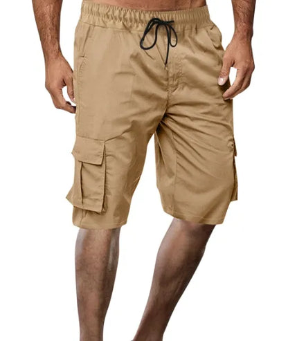 Loose Plus Size Cotton Pocket Solid Color Beach Quarter Pants