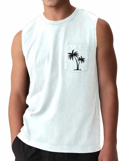Hawaiian Beach Pocket Coconut Print Vest