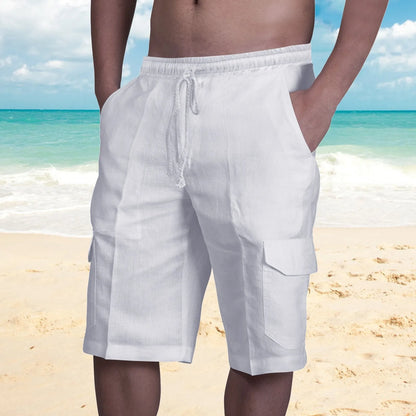 Linen Multi-Pocket Beach Shorts