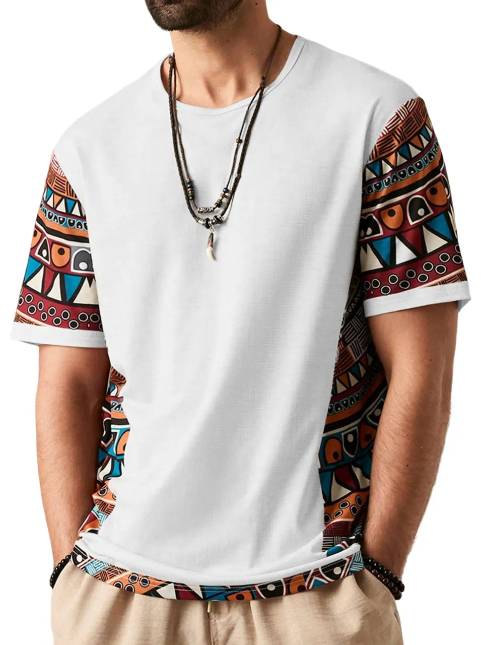 Retro Ethnic Print Short Sleeve T-Shirt
