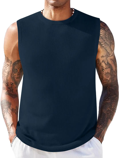 Ribbed Round Neck Sleeveless Vest