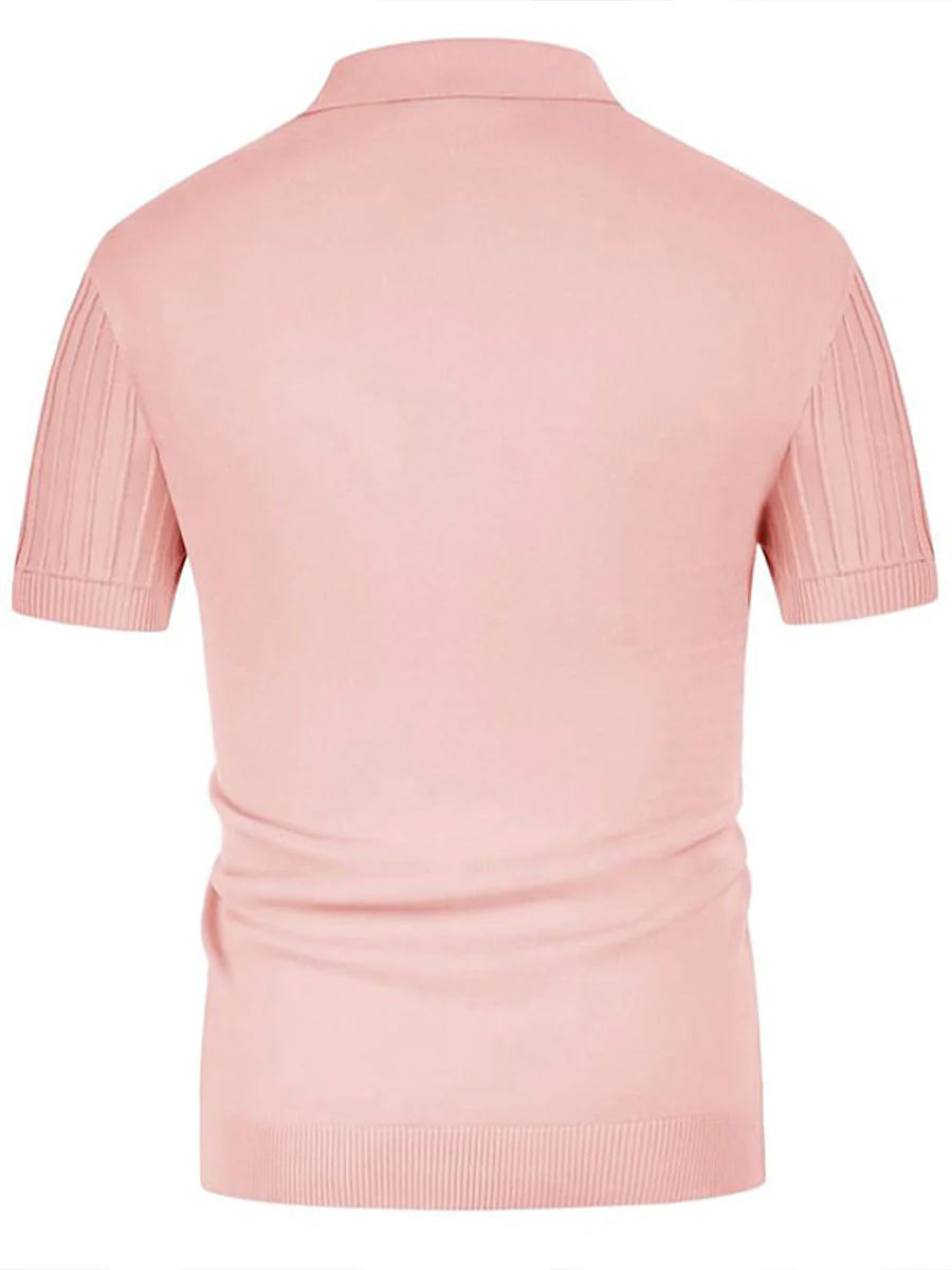 Plain Ice Silk Knit Polo Shirt