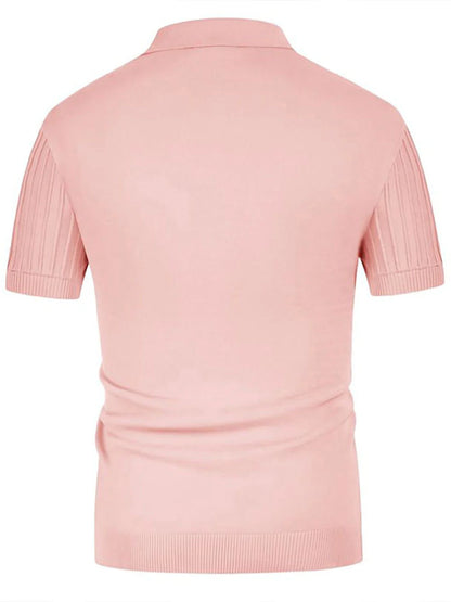 Plain Ice Silk Knit Polo Shirt