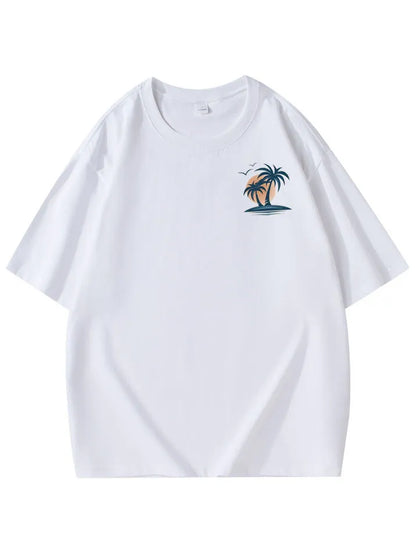 Pure Cotton Palm Tree Print Short Sleeve T-Shirt