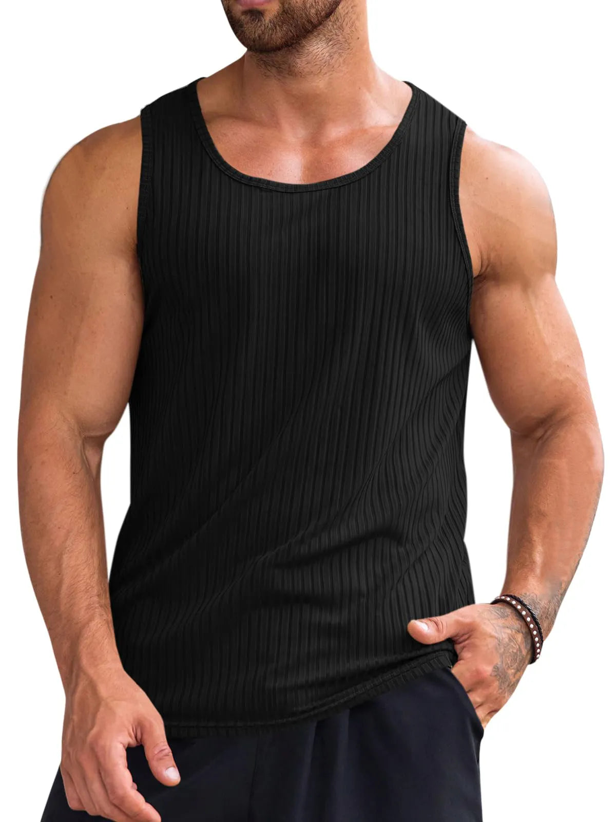 Knitted Stretch Ribbed Sleeveless Vest