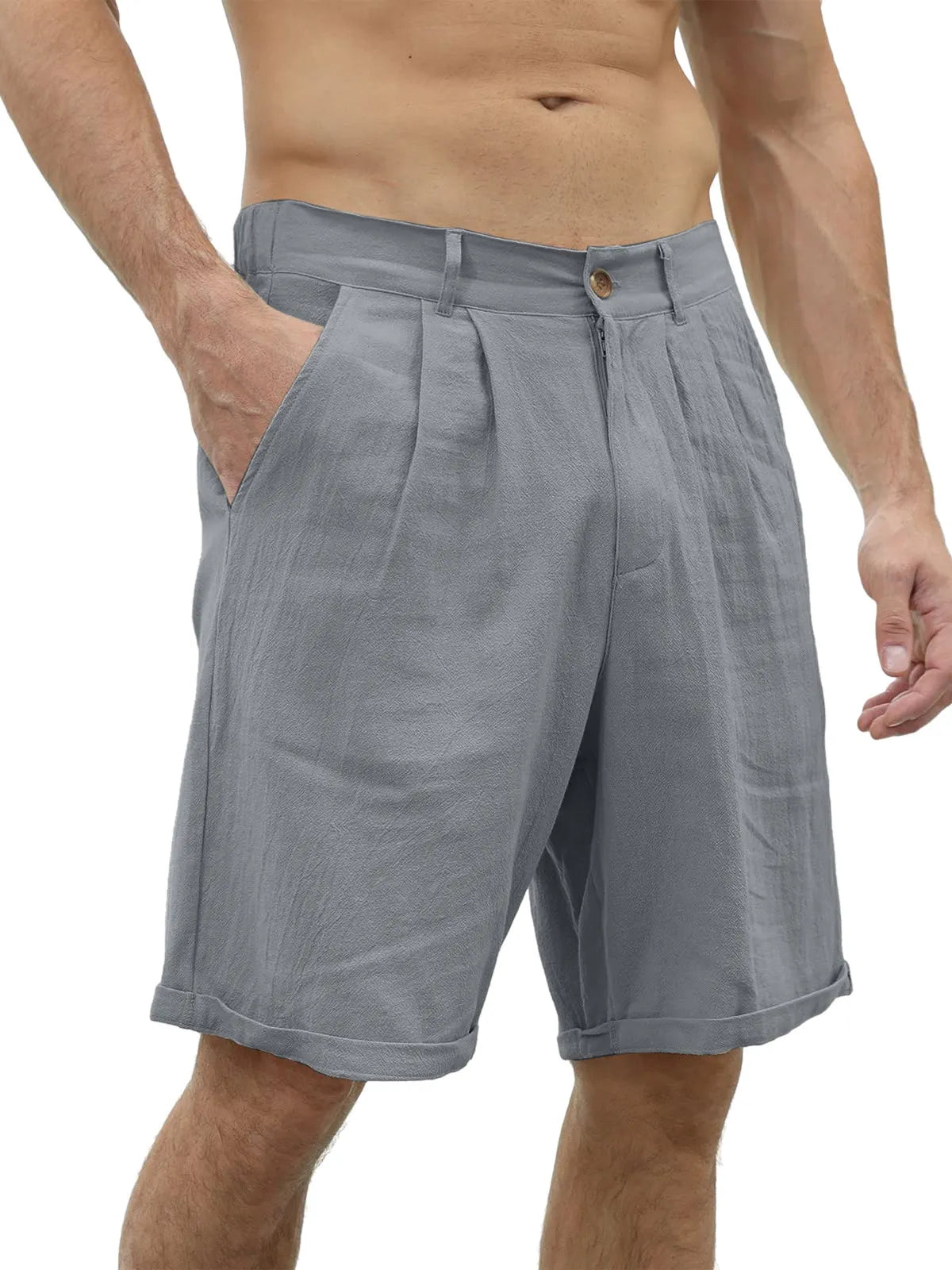 Classic Cotton And Linen Beach Shorts