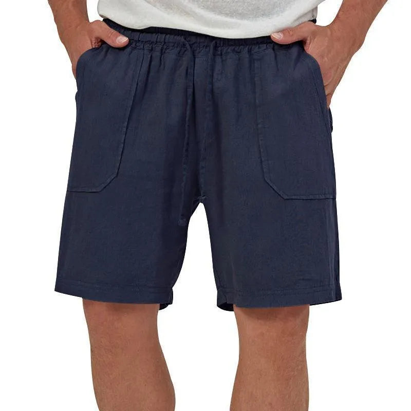 Solid Color Cotton And Linen Loose Three-Quarter Shorts