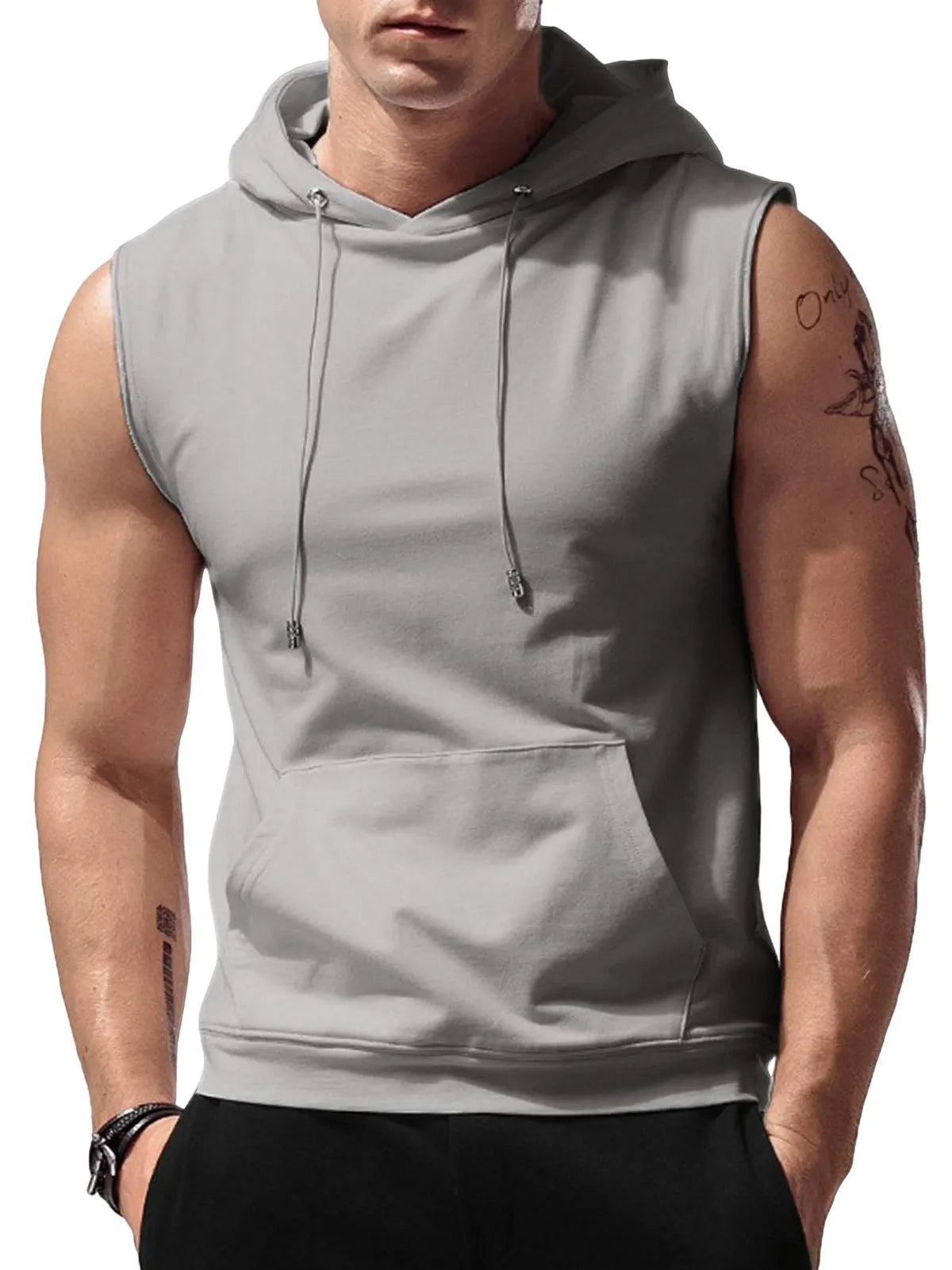 Hooded Solid Color Pocket Vest