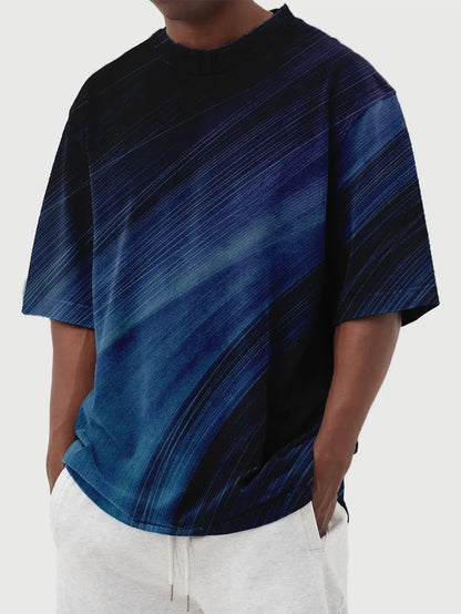 Gradient Line Print Short Sleeve T-Shirt