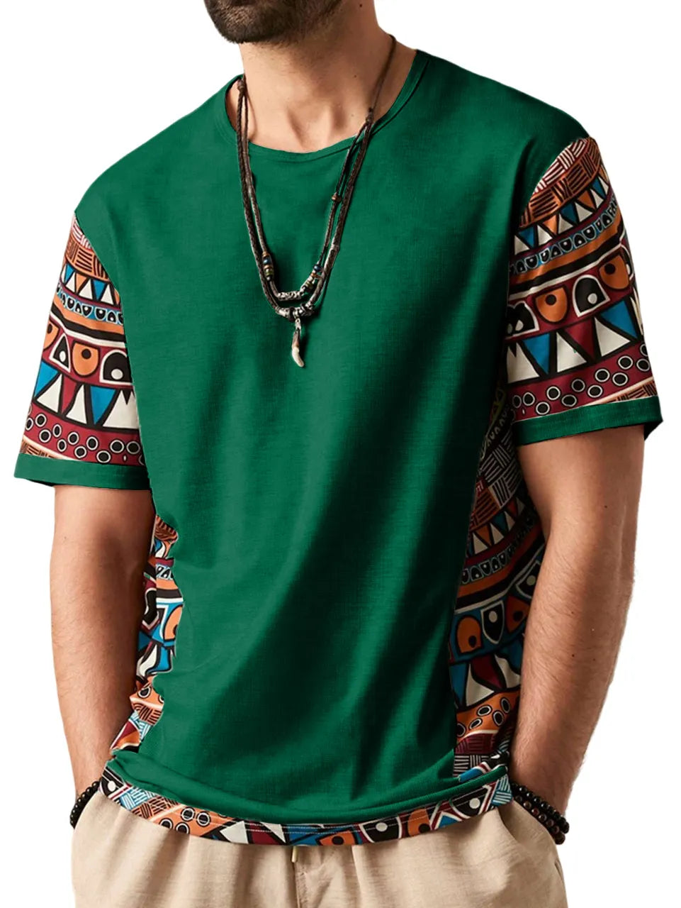Retro Ethnic Print Short Sleeve T-Shirt