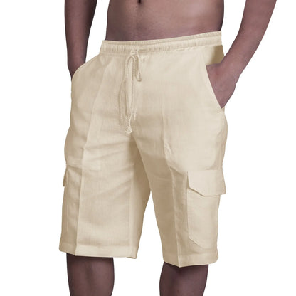 Linen Multi-Pocket Beach Shorts