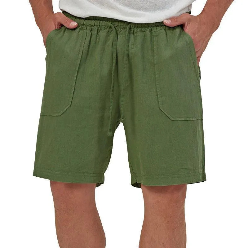 Solid Color Cotton And Linen Loose Three-Quarter Shorts