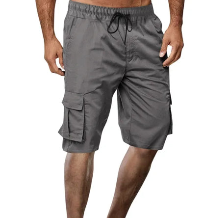 Loose Plus Size Cotton Pocket Solid Color Beach Quarter Pants