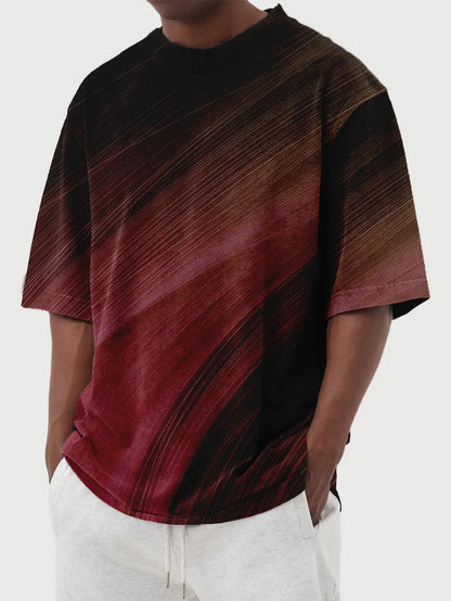 Gradient Line Print Short Sleeve T-Shirt