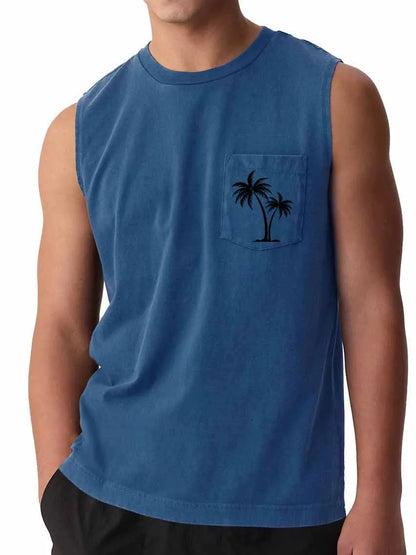 Hawaiian Beach Pocket Coconut Print Vest