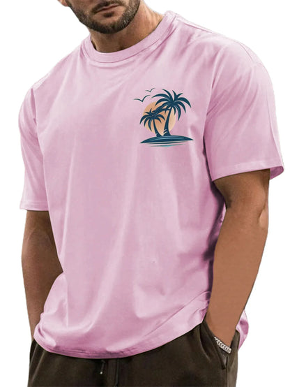 Pure Cotton Palm Tree Print Short Sleeve T-Shirt