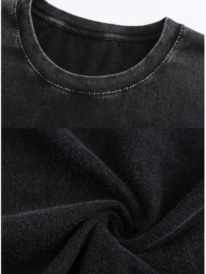 Vintage Washed And Distressed Cotton T-Shirt