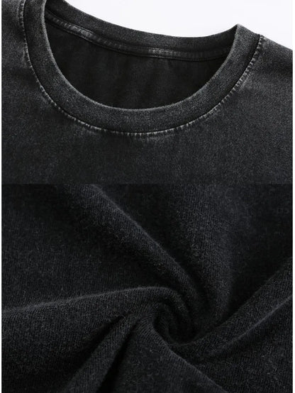 Vintage Washed And Distressed Cotton T-Shirt
