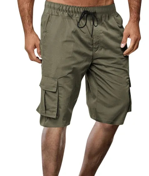 Loose Plus Size Cotton Pocket Solid Color Beach Quarter Pants