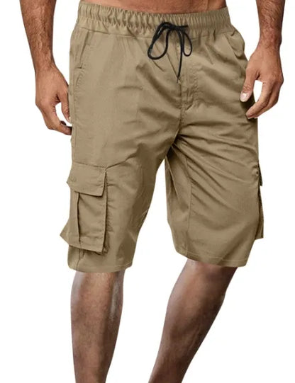 Loose Plus Size Cotton Pocket Solid Color Beach Quarter Pants