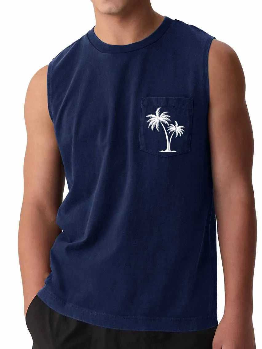 Hawaiian Beach Pocket Coconut Print Vest