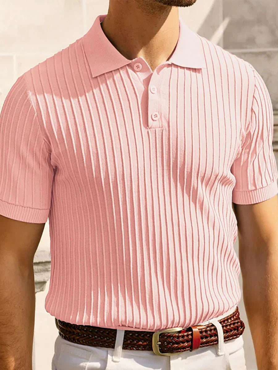 Plain Ice Silk Knit Polo Shirt