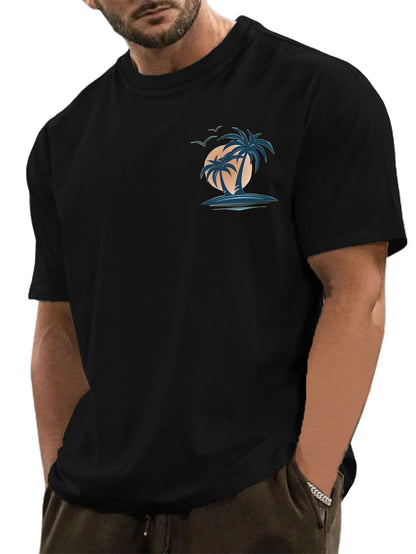 Pure Cotton Palm Tree Print Short Sleeve T-Shirt