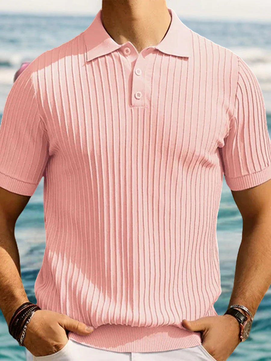 Plain Ice Silk Knit Polo Shirt