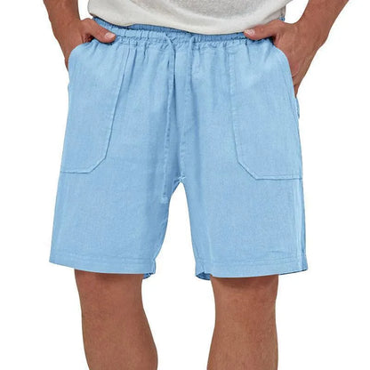 Solid Color Cotton And Linen Loose Three-Quarter Shorts