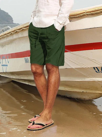 Cotton Hemp Multi-Pocket Drawstring Shorts
