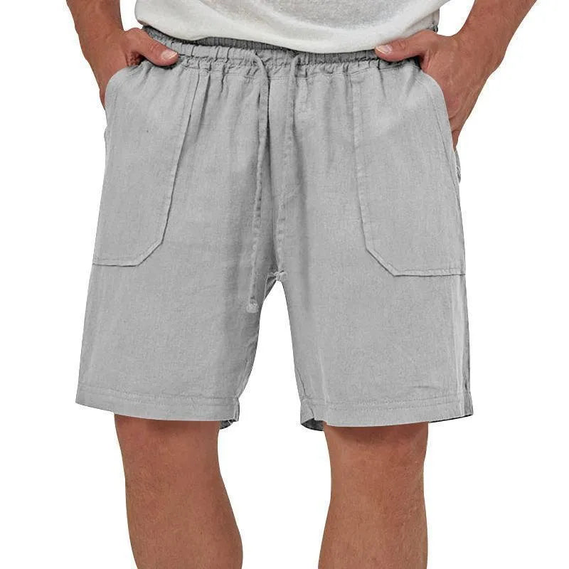 Solid Color Cotton And Linen Loose Three-Quarter Shorts