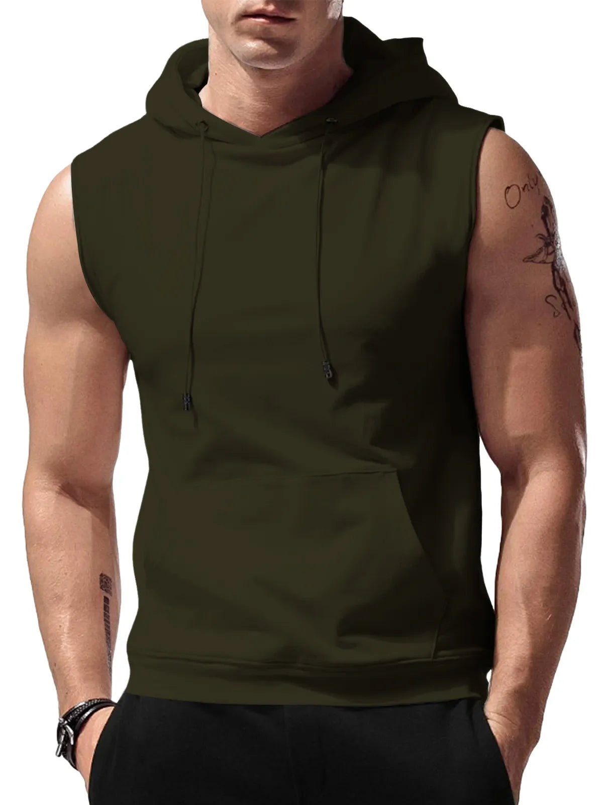 Hooded Solid Color Pocket Vest