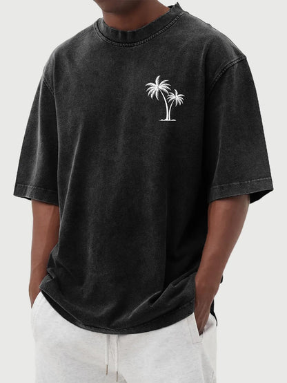 Vintage Washed Palm Tree Cotton T-Shirt