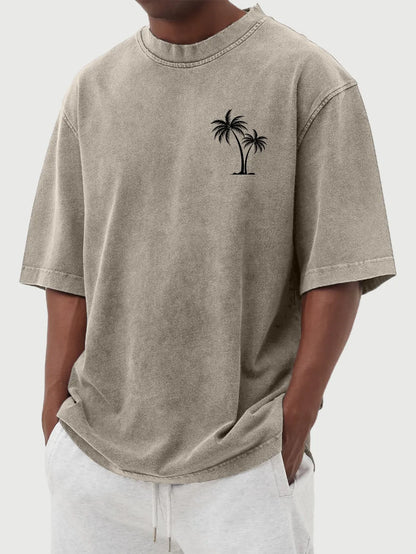 Vintage Washed Palm Tree Cotton T-Shirt