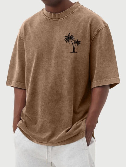 Vintage Washed Palm Tree Cotton T-Shirt