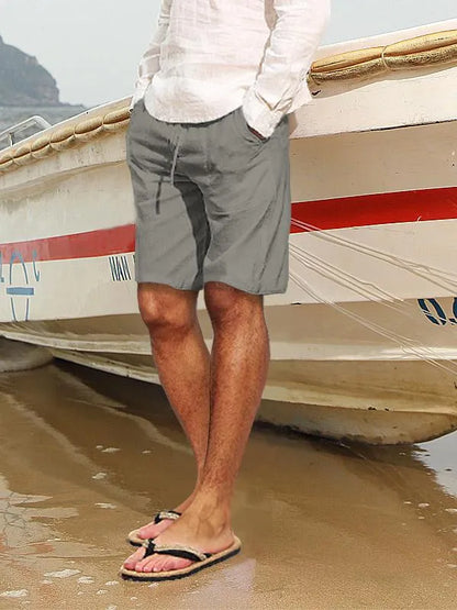 Cotton Hemp Multi-Pocket Drawstring Shorts