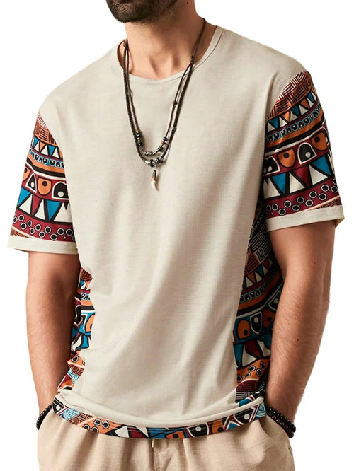 Retro Ethnic Print Short Sleeve T-Shirt