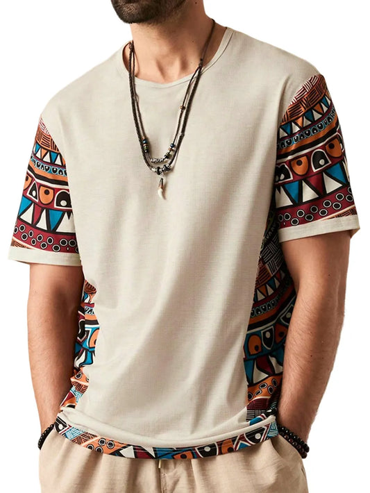 Retro Ethnic Print Short Sleeve T-Shirt
