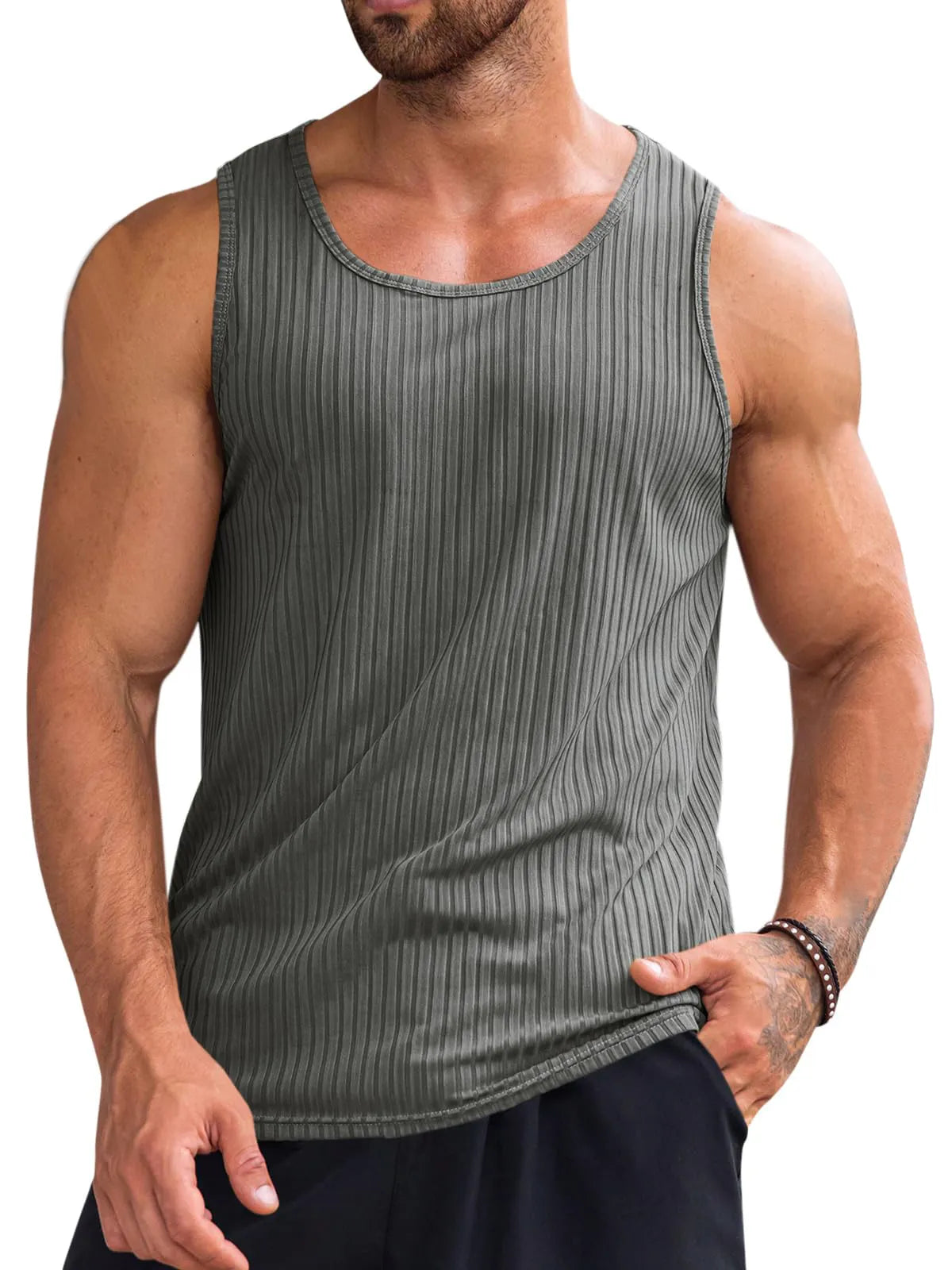 Knitted Stretch Ribbed Sleeveless Vest