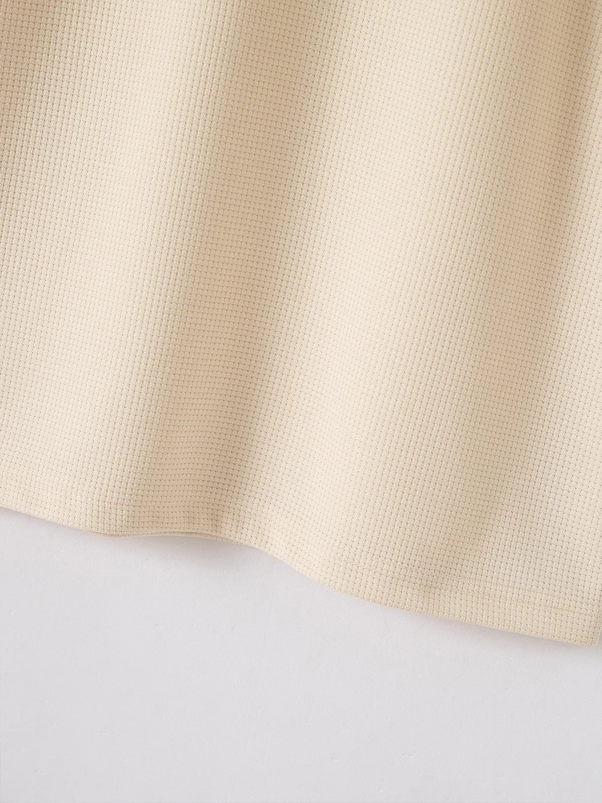Solid Color Waffle Round Neck Patchwork Short Sleeve T-Shirt