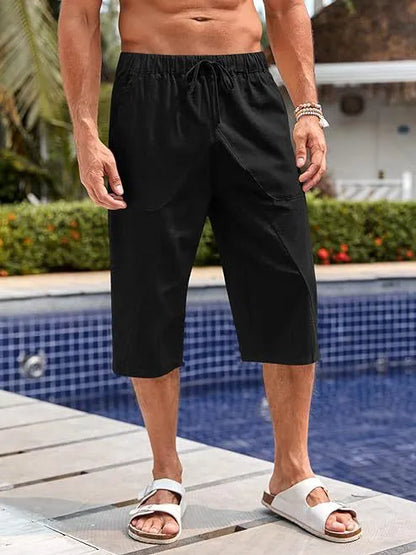 Hawaiian Loose Wide Leg Cropped Pants