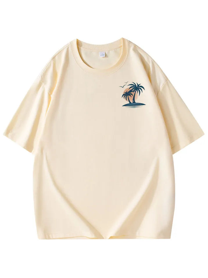Pure Cotton Palm Tree Print Short Sleeve T-Shirt
