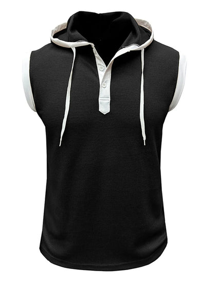 Waffle Hooded Sleeveless Tank Top
