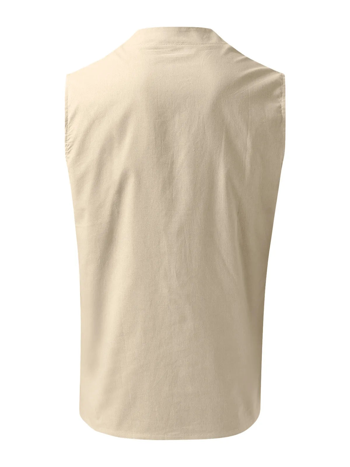 Cotton Linen Henley Sleeveless Vest