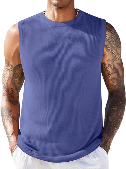 Ribbed Round Neck Sleeveless Vest