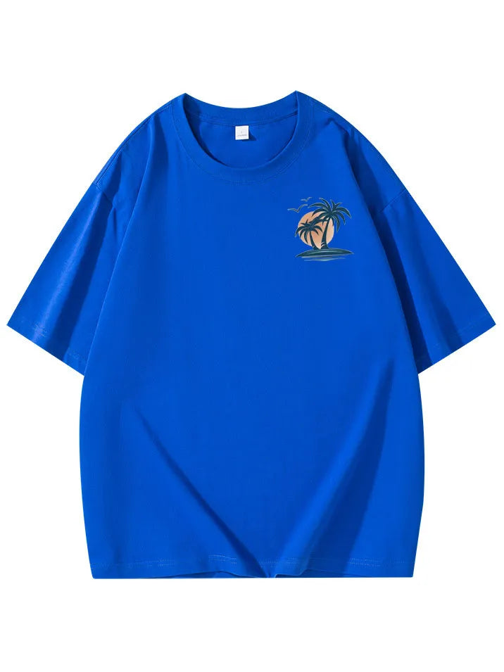 Pure Cotton Palm Tree Print Short Sleeve T-Shirt