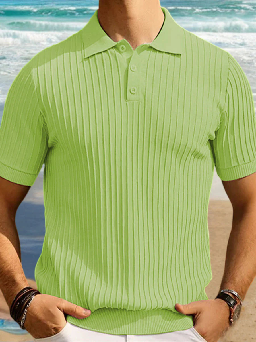 Plain Ice Silk Knit Polo Shirt