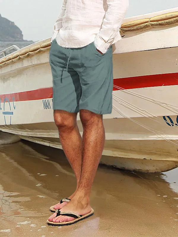 Cotton Hemp Multi-Pocket Drawstring Shorts